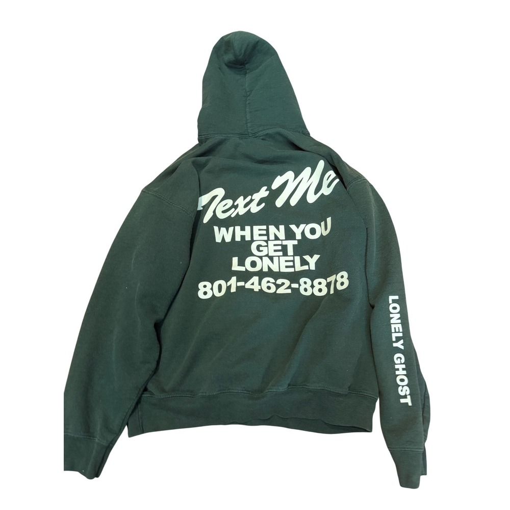 Lonely Ghost Text Me When You Get Lonely Hoodie Green Large Streetwear Graphic